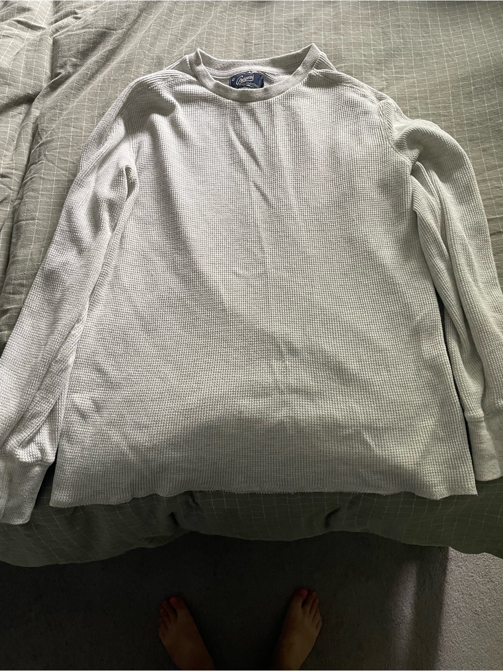 Grayers Men's Long Sleeve Waffle Crew Long Sleeve in Light Gray